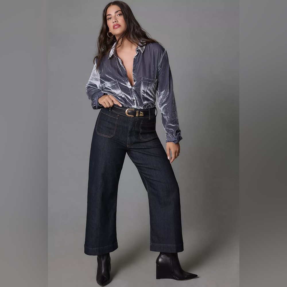 Anthropologie Maeve Colette Crop High Rise Wide Leg Jeans - Picture 2 of 12
